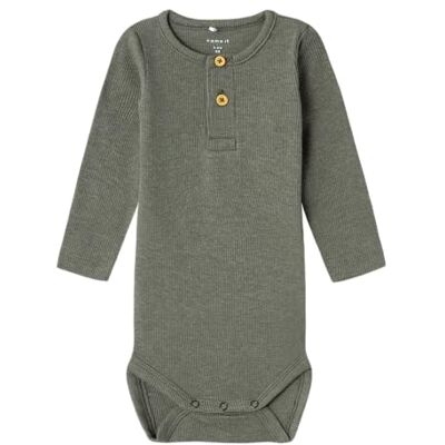 NAME IT Baby Jungen Nbmkab Ls Body Noos, Dusty Olive/Detail:melange, 56 NAME IT Baby Jungen Nbmkab Ls Body Noos, Dusty Olive/Detail:melange, 56