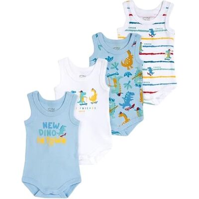 Chicco , Babystrampler für Jungen, 4er-Set Bodys, Ärmellos, Aus 100% Baumwolle, Mit Praktischer Öffnung, Babykleidung für 0-3 Monate, Designed in Italy Chicco , Babystrampler für Jungen, 4er-Set Bodys, Ärmellos, Aus 100% Baumwolle, Mit Praktischer Öffnung, Babykleidung für 0-3 Monate, Designed in Italy