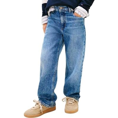 Tommy Hilfiger Jungen Jeans Hose Heritage Flag Worker Baggy Fit, Blau (Denim Medium Vintage), 14 Jahre Tommy Hilfiger Jungen Jeans Hose Heritage Flag Worker Baggy Fit, Blau (Denim Medium Vintage), 14 Jahre