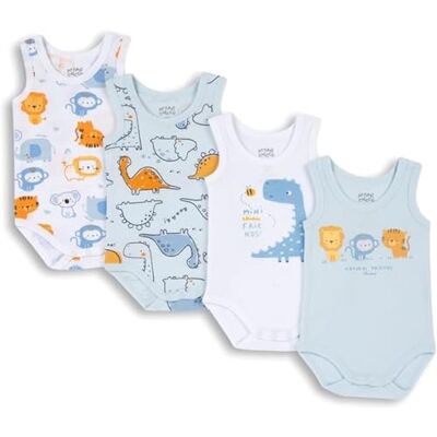 Chicco , Babystrampler für Jungen, 4er-Set Bodys, Ärmellos, Aus 100% Baumwolle, Mit Praktischer Öffnung, Babykleidung für 0-3 Monate, Designed in Italy Chicco , Babystrampler für Jungen, 4er-Set Bodys, Ärmellos, Aus 100% Baumwolle, Mit Praktischer Öffnung, Babykleidung für 0-3 Monate, Designed in Italy