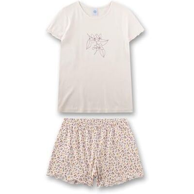 Sanetta Mädchen-Schlafanzug kurz beige Blumen Hochwertiger und bequemer Schlafanzug aus Baumwoll-Modal-Mix. Sanetta Mädchen-Schlafanzug kurz beige Blumen Hochwertiger und bequemer Schlafanzug aus Baumwoll-Modal-Mix.