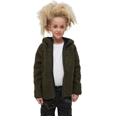Brandit Kids Teddyfleecejacket, Hood olive Gr. 134/140 Brandit Kids Teddyfleecejacket, Hood olive Gr. 134/140