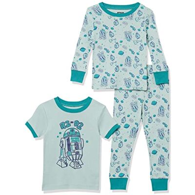 Amazon Essentials Disney Marvel Star Wars Jungen Pyjama-Nachtwäsche-Sets aus Baumwolle, eng anliegend, 3er-Pack, 3-teiliges Star Wars Green R2-d2 Set, 12 Amazon Essentials Disney Marvel Star Wars Jungen Pyjama-Nachtwäsche-Sets aus Baumwolle, eng anliegend, 3er-Pack, 3-teiliges Star Wars Green R2-d2 Set, 12
