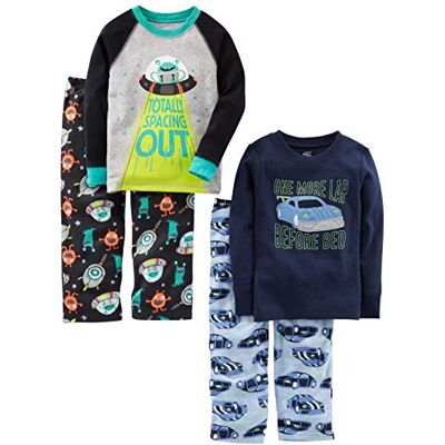 Simple Joys by Carter's Jungen 4-Piece Pajama Set (Cotton Top & Fleece Bottom) Pyjamaset, Autos/Weltraum, 7 Jahre Simple Joys by Carter's Jungen 4-Piece Pajama Set (Cotton Top & Fleece Bottom) Pyjamaset, Autos/Weltraum, 7 Jahre