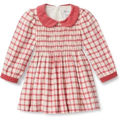Amazon Essentials x Sofia Grainge Baby Mädchen Langärmeliges Flanellkleid, Elfenbein Himbeerrot Fensterkaros, 6-9 Monate Amazon Essentials x Sofia Grainge Baby Mädchen Langärmeliges Flanellkleid, Elfenbein Himbeerrot Fensterkaros, 6-9 Monate