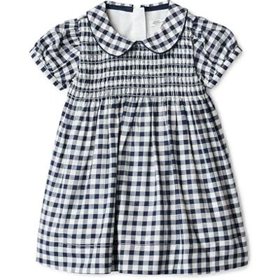 Amazon Essentials x Sofia Grainge Baby Mädchen Mommy & Me Kleider aus Baumwollsatin, Marineblaues Gingham, 6-9 Monate Amazon Essentials x Sofia Grainge Baby Mädchen Mommy & Me Kleider aus Baumwollsatin, Marineblaues Gingham, 6-9 Monate