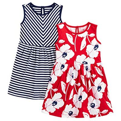 Simple Joys by Carter's Baby Mädchen Short-Sleeve and Sleeveless Dress Sets, Pack of 2 Lässiges Kleid, Marineblau Streifen/Rot Mohnblumenaufdruck, 18 Monate (2er Pack) Simple Joys by Carter's Baby Mädchen Short-Sleeve and Sleeveless Dress Sets, Pack of 2 Lässiges Kleid, Marineblau Streifen/Rot Mohnblumenaufdruck, 18 Monate (2er Pack)