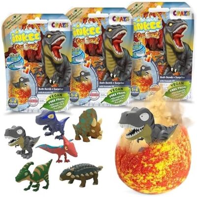 INKEE Surprise DINO 3er Pack Badebomben Kinder mit Überraschung, 3x Ei-Form Badebomben mit dinosaurier spielzeug & Pfirsich-Eistee Aroma, Badekugeln mit Badewannenspielzeug INKEE Surprise DINO 3er Pack Badebomben Kinder mit Überraschung, 3x Ei-Form Badebomben mit dinosaurier spielzeug & Pfirsich-Eistee Aroma, Badekugeln mit Badewannenspielzeug