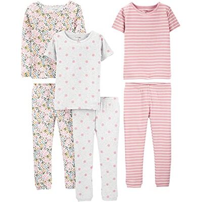 Simple Joys by Carter's Mädchen 6-Piece Snug Fit Cotton Pajama Set Pyjamaset, Grau Punkte/Rosa Streifen/Weiß Streublumen, 3 Jahre (3er Pack) Simple Joys by Carter's Mädchen 6-Piece Snug Fit Cotton Pajama Set Pyjamaset, Grau Punkte/Rosa Streifen/Weiß Streublumen, 3 Jahre (3er Pack)