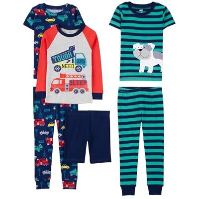 Simple Joys by Carter's Baby Jungen 6-teiliges Schlafanzug-Set, eng anliegend, 3er-Pack, Mehrfarbig/Autos/Feuerwehrauto/Hund/Streifen, 6-9 Monate Simple Joys by Carter's Baby Jungen 6-teiliges Schlafanzug-Set, eng anliegend, 3er-Pack, Mehrfarbig/Autos/Feuerwehrauto/Hund/Streifen, 6-9 Monate