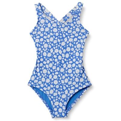 Amazon Essentials Mädchen Einteiliger Badeanzug mit gekreuztem Rücken, Blau Streublumen, 10 Jahre Amazon Essentials Mädchen Einteiliger Badeanzug mit gekreuztem Rücken, Blau Streublumen, 10 Jahre