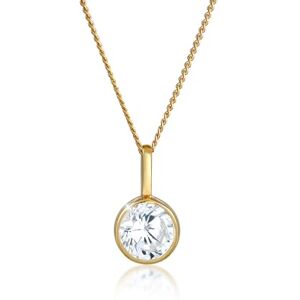 Elli PREMIUM Halskette Damen mit Anhänger Solitär mit Zirkonia Kristalle in 585 Gelbgold 45 cm lang Elli PREMIUM Halskette Damen mit Anhänger Solitär mit Zirkonia Kristalle in 585 Gelbgold 45 cm lang