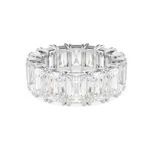 Swarovski Matrix Vittore Ring, Weißer, Rhodinierter Damenring mit Rechteckigen Weißen Kristallen im Baguette-Schliff in Durchgehender Reihe, Größe: 55 Swarovski Matrix Vittore Ring, Weißer, Rhodinierter Damenring mit Rechteckigen Weißen Kristallen im Baguette-Schliff in Durchgehender Reihe, Größe: 55
