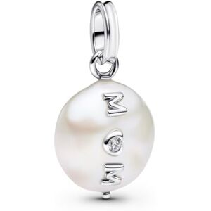 PANDORA Anhänger aus Sterlingsilber mit weißer Süßwasser-Zuchtperle und klarem Zirkonia, One size, Silberfarben PANDORA Anhänger aus Sterlingsilber mit weißer Süßwasser-Zuchtperle und klarem Zirkonia, One size, Silberfarben
