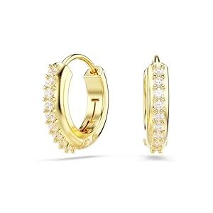 Swarovski Matrix Kreolen, Weiße, Vergoldete Ohrringe mit Strahlenden Kristallen im Rundschliff Swarovski Matrix Kreolen, Weiße, Vergoldete Ohrringe mit Strahlenden Kristallen im Rundschliff