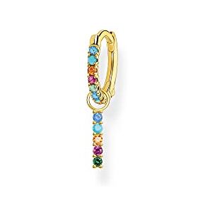 THOMAS SABO Einzel Creole mit bunten Steinen und Anhänger gold 925 Sterlingsilber, 750 Gelbgold Vergoldung THOMAS SABO Einzel Creole mit bunten Steinen und Anhänger gold 925 Sterlingsilber, 750 Gelbgold Vergoldung