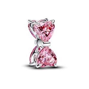 PANDORA Moments Rosafarbene Schleife Charm aus Sterling-Silber mit Zirkonia, Kompatibel Moments, 794253C01 PANDORA Moments Rosafarbene Schleife Charm aus Sterling-Silber mit Zirkonia, Kompatibel Moments, 794253C01