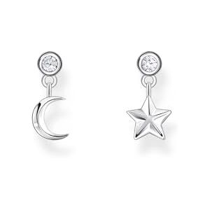 THOMAS SABO Ohrstecker mit Mond- und Stern-Anhänger und weißen Steinen Silber 925 Sterlingsilber THOMAS SABO Ohrstecker mit Mond- und Stern-Anhänger und weißen Steinen Silber 925 Sterlingsilber