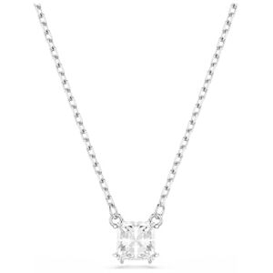 Swarovski Stilla Halskette, Weiße, Rhodinierte Damenhalskette mit Anhänger und Strahlenden Kristallen im Kissenschliff Swarovski Stilla Halskette, Weiße, Rhodinierte Damenhalskette mit Anhänger und Strahlenden Kristallen im Kissenschliff