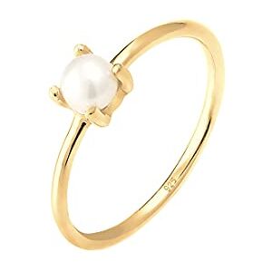 Elli Ring Damen Solitär mit Süßwasserperle in 925 Sterling Silber Vergoldet Elli Ring Damen Solitär mit Süßwasserperle in 925 Sterling Silber Vergoldet
