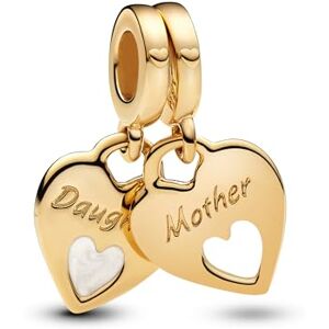 PANDORA Moments Doppeltes Herz Charm-Anhänger aus Sterling Silber mit vergoldeter Metalllegierung, Kompatibel ME und Moments Armbänder, 769187C01 PANDORA Moments Doppeltes Herz Charm-Anhänger aus Sterling Silber mit vergoldeter Metalllegierung, Kompatibel ME und Moments Armbänder, 769187C01