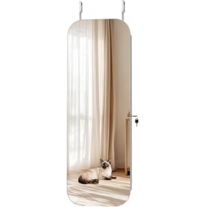 VEVOR Schmuckschrank 108 vm hoch, Ganzkörperspiegel mit Stauraum, Wandmontage/über der Tür, Schmuckschrank-Organizer, abgerundetes Design, abschließbar mit 2 Schlüsseln & Reise-Organizer, weiß VEVOR Schmuckschrank 108 vm hoch, Ganzkörperspiegel mit Stauraum, Wandmontage/über der Tür, Schmuckschrank-Organizer, abgerundetes Design, abschließbar mit 2 Schlüsseln & Reise-Organizer, weiß