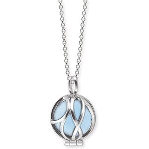 Engelsrufer Damen Halskette aus Sterling Silber und Blauer Achat Kraftstein Kugel Anhänger Karabinerverschluss in drei Längen verstellbar nickelfrei Engelsrufer Damen Halskette aus Sterling Silber und Blauer Achat Kraftstein Kugel Anhänger Karabinerverschluss in drei Längen verstellbar nickelfrei