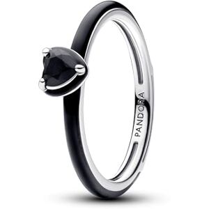 PANDORA ME Schwarzes Chakra Herz Ring aus Sterling-Silber mit künstlichen Kristallen, Größe: 52, 193088C01-52 PANDORA ME Schwarzes Chakra Herz Ring aus Sterling-Silber mit künstlichen Kristallen, Größe: 52, 193088C01-52