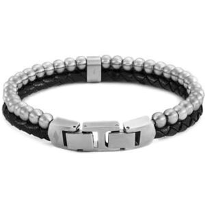 Fossil Edelstahlarmband für Herren mit Karabiner oder Faltschließe, Schiefer-Silber Fossil Edelstahlarmband für Herren mit Karabiner oder Faltschließe, Schiefer-Silber