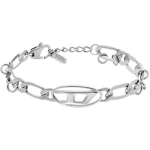 Diesel Oval D Logo Herren Silber-Ton Messing Armband, DX1599040 Diesel Oval D Logo Herren Silber-Ton Messing Armband, DX1599040