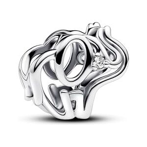 PANDORA Moments Offen gearbeitetes Elefanten Charm aus Sterling Silber mit Zirkonia, Kompatibel Moments Armbändern, 793345C01 PANDORA Moments Offen gearbeitetes Elefanten Charm aus Sterling Silber mit Zirkonia, Kompatibel Moments Armbändern, 793345C01
