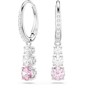 Swarovski Attract Trilogy Drop-Ohrhänger, Rosane, Rhodinierte Ohrringe mit Strahlenden Kristallen im Rundschliff Swarovski Attract Trilogy Drop-Ohrhänger, Rosane, Rhodinierte Ohrringe mit Strahlenden Kristallen im Rundschliff