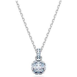 Swarovski Birthstone Anhänger März, Blaue und Rhodinierte Damenhalskette mit Kristallen Swarovski Birthstone Anhänger März, Blaue und Rhodinierte Damenhalskette mit Kristallen