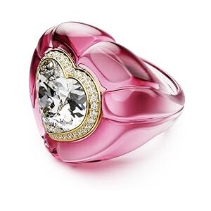 Swarovski Dulcis Cocktailring, Rosafarbener, Vergoldeter Ring mit Herzförmiger Pinkfarbener Ringschiene, Kristallelement im Herzschliff und Klarem Pavé, Größe: 52 Swarovski Dulcis Cocktailring, Rosafarbener, Vergoldeter Ring mit Herzförmiger Pinkfarbener Ringschiene, Kristallelement im Herzschliff und Klarem Pavé, Größe: 52