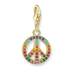 THOMAS SABO Charm-Anhänger Peace mit bunten Steinen gold 925 Sterlingsilber, 750 Gelbgold Vergoldung THOMAS SABO Charm-Anhänger Peace mit bunten Steinen gold 925 Sterlingsilber, 750 Gelbgold Vergoldung
