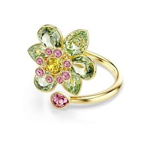 Swarovski Idyllia Offener Ring, Grüner, Vergoldeter Ring mit Blumen-Motiv, Verschiedenen Formen und Schattierungen sowie Kristallen in Grün, Pink und Gelb, Größe: 52 Swarovski Idyllia Offener Ring, Grüner, Vergoldeter Ring mit Blumen-Motiv, Verschiedenen Formen und Schattierungen sowie Kristallen in Grün, Pink und Gelb, Größe: 52