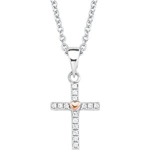 s.Oliver Kette mit Kreuz Anhänger mit Herz für Mädchen, Zirkonia und 925 Sterling Silber, Teil-rhodiniert s.Oliver Kette mit Kreuz Anhänger mit Herz für Mädchen, Zirkonia und 925 Sterling Silber, Teil-rhodiniert