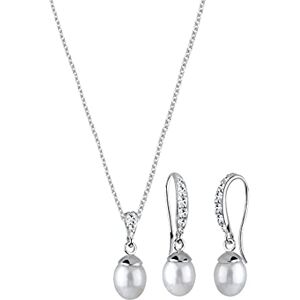 Elli Schmuckset Damen Süßwasserzuchtperle und Kristalle in 925 Sterling Silber Elli Schmuckset Damen Süßwasserzuchtperle und Kristalle in 925 Sterling Silber