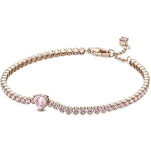 PANDORA ROSE Armband Timeless "Funkelndes Herz" 14k rosévergoldet, rosa Kristall 580041C01 Funkelndes Herz Tennisarmband, Gr.18, 580041C01-18 PANDORA ROSE Armband Timeless "Funkelndes Herz" 14k rosévergoldet, rosa Kristall 580041C01 Funkelndes Herz Tennisarmband, Gr.18, 580041C01-18