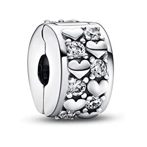 PANDORA Unendlichkeit Herzen Funkelnder Clip-Charm aus Sterling Silber mit Zirkonia Kompatibel mit Moments Armbänder PANDORA Unendlichkeit Herzen Funkelnder Clip-Charm aus Sterling Silber mit Zirkonia Kompatibel mit Moments Armbänder