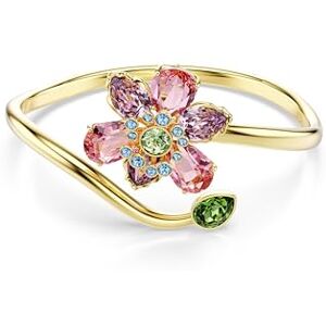 Swarovski Idyllia Armreif, Vergoldeter Damenarmreif mit Blütenmotiv und Stiel mit Rosafarbenen und Grünen Kristallen, Armbandlänge: 15.8 cm, Innendurchmesser: 5.5 x 4.5 cm Swarovski Idyllia Armreif, Vergoldeter Damenarmreif mit Blütenmotiv und Stiel mit Rosafarbenen und Grünen Kristallen, Armbandlänge: 15.8 cm, Innendurchmesser: 5.5 x 4.5 cm