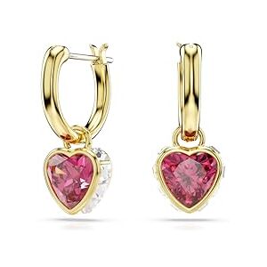 Swarovski Chroma Ohrhänger, Rote und Vergoldete Ohrringe mit Herz-Motiv und Strahlenden Kristallen Swarovski Chroma Ohrhänger, Rote und Vergoldete Ohrringe mit Herz-Motiv und Strahlenden Kristallen