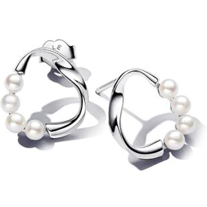 PANDORA Essence Organisch Geformter Kreis & Behandelte Süßwasserzuchtperlen Ohrringe aus Sterling Silber mit vergoldeter Metalllegierung, 293276C01 PANDORA Essence Organisch Geformter Kreis & Behandelte Süßwasserzuchtperlen Ohrringe aus Sterling Silber mit vergoldeter Metalllegierung, 293276C01