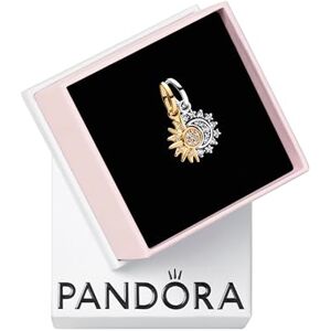 PANDORA Moments Teilbarer Sonne & Mond Charm-Anhänger aus Sterling Silber mit vergoldeter Metalllegierung und Zirkonia, Kompatibel Moments und ME Armbänder, 763585C01 PANDORA Moments Teilbarer Sonne & Mond Charm-Anhänger aus Sterling Silber mit vergoldeter Metalllegierung und Zirkonia, Kompatibel Moments und ME Armbänder, 763585C01