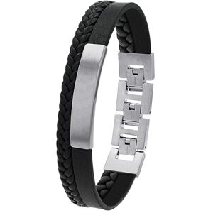 s.Oliver Armband Edelstahl Leder Herren Armschmuck, 18,5+1,5+1,5 cm, Schwarz, Kommt in Schmuck Geschenk Box, 2036861 s.Oliver Armband Edelstahl Leder Herren Armschmuck, 18,5+1,5+1,5 cm, Schwarz, Kommt in Schmuck Geschenk Box, 2036861