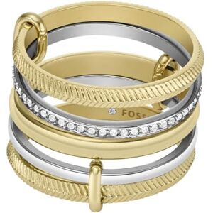 Fossil Prestack-Ring für Damen All Stacked Up Edelstahl Bicolor, JF045929987 Fossil Prestack-Ring für Damen All Stacked Up Edelstahl Bicolor, JF045929987