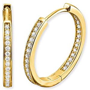 Engelsrufer schlichte Damen Creole Lisa aus vergoldetem Sterling Silber besetzt mit 64 Zirkonia Steinen Clipverschluss nickelfrei 24 mm Engelsrufer schlichte Damen Creole Lisa aus vergoldetem Sterling Silber besetzt mit 64 Zirkonia Steinen Clipverschluss nickelfrei 24 mm