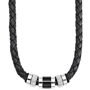 s.Oliver Collier für Herren, Anhänger: Edelstahl, Kette: Echtes Leder, IP Schwarz s.Oliver Collier für Herren, Anhänger: Edelstahl, Kette: Echtes Leder, IP Schwarz