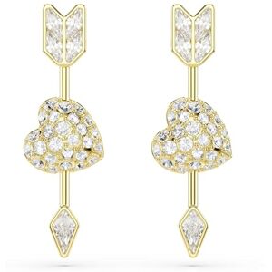Swarovski Idyllia Drop-Ohrhänger, Verschiedene Schliffe, Herz mit Pfeil, Weiß, Goldlegierungsschicht Swarovski Idyllia Drop-Ohrhänger, Verschiedene Schliffe, Herz mit Pfeil, Weiß, Goldlegierungsschicht