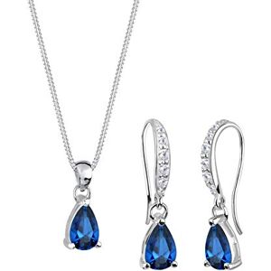 Elli Schmuckset Damen mit Saphirblau Tropfen und Zirkonia Kristallen in 925 Sterling Silber Elli Schmuckset Damen mit Saphirblau Tropfen und Zirkonia Kristallen in 925 Sterling Silber